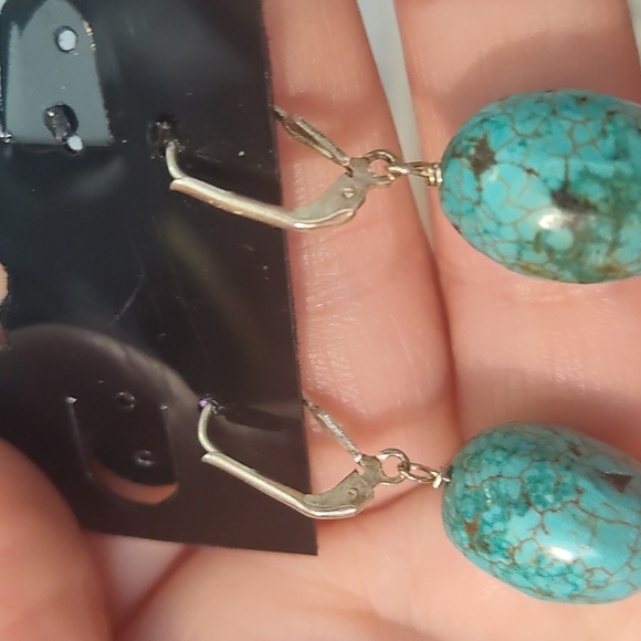Earrings, turquoise stone, 925 clips - Picture 4 of 5